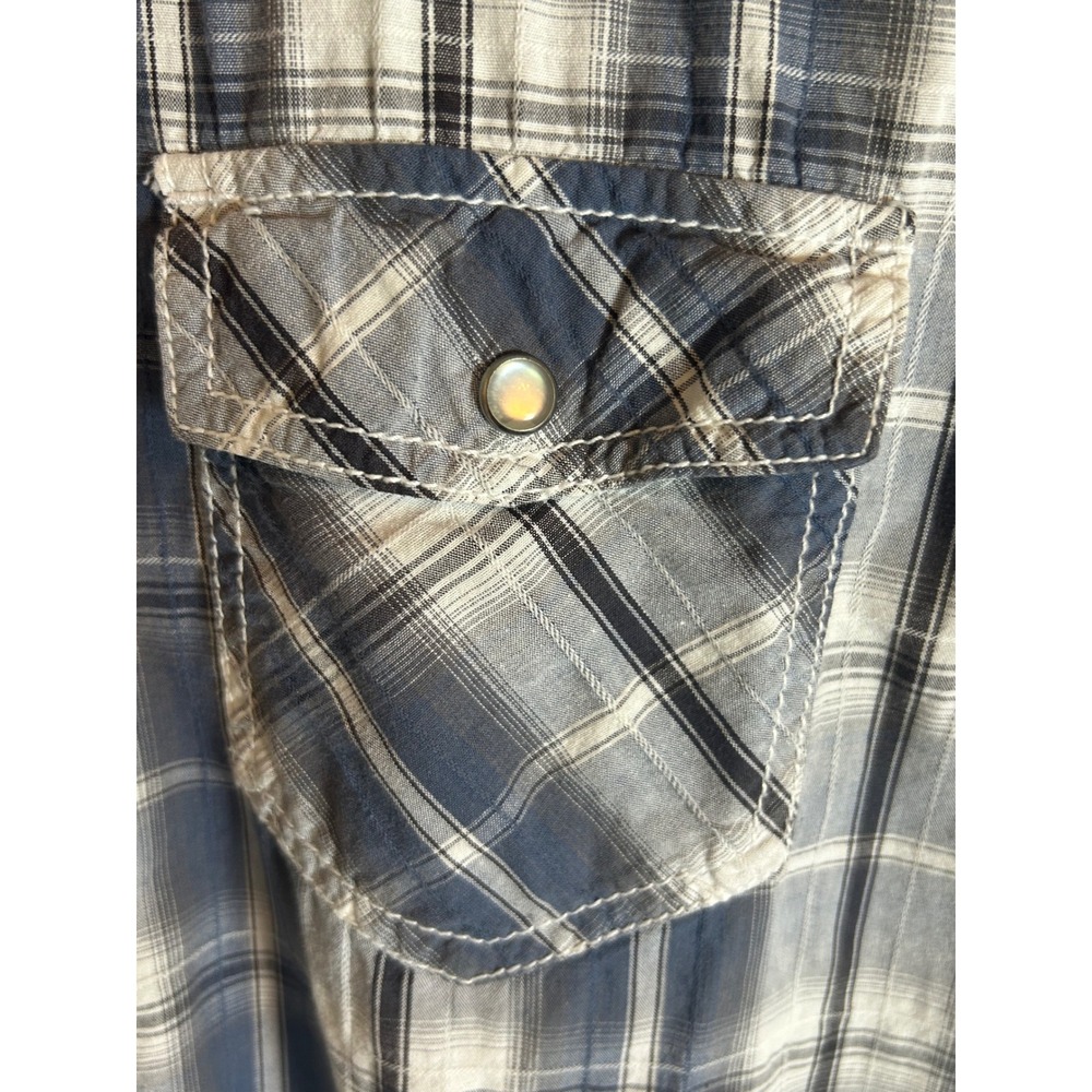 Chalc Button Up Shirt Mens Large Blue Plaid Western Long Sleeve 6875763JC